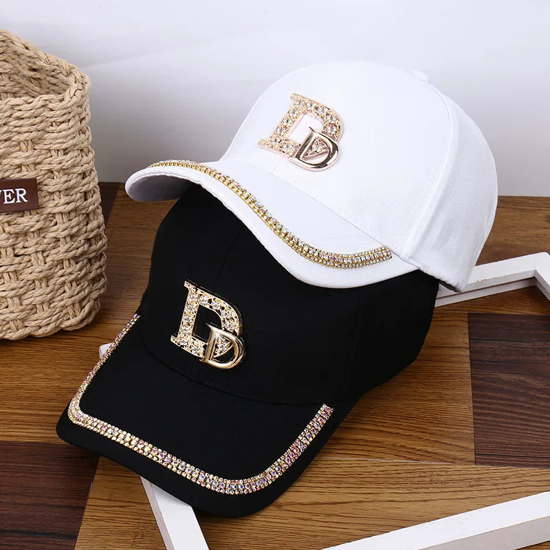 CNTANG 2024 Fashion Diamond D Letter Baseball Cap For Women Snapback Summer Outdoor Sun Protection Hat Autumn Casual Ladies Caps