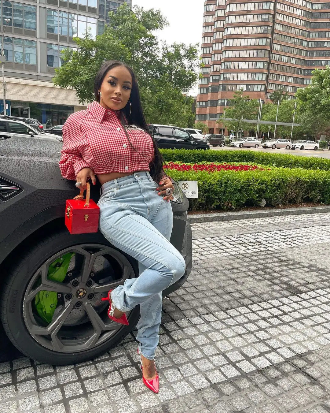 New Women's Plaid Jacket Fashion Loose Long Sleeve Single Row Button Tops Short Jacket Cardigan Coats Shirts