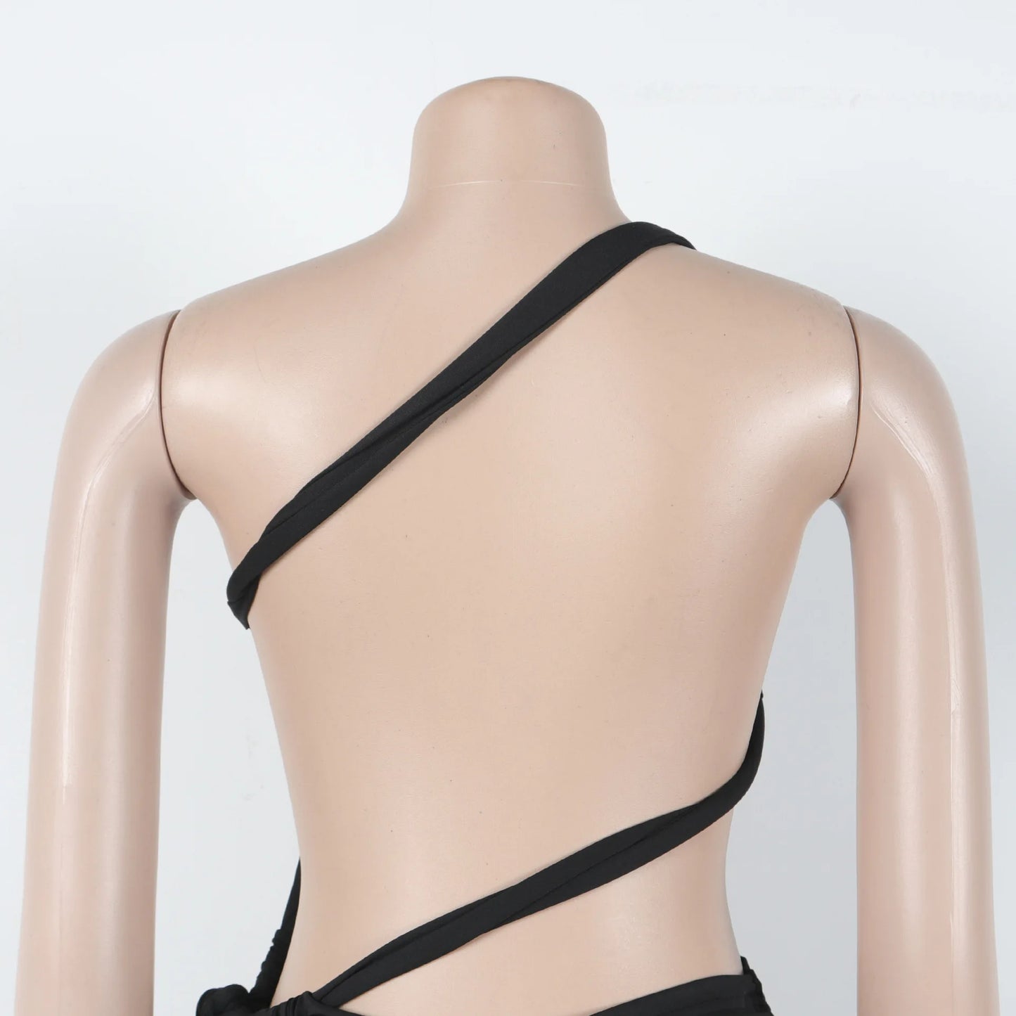 FAGADOER Sexy Ruched Patchwork Bodycon Jumpsuits for Woman Halter Sleeveless Wide-leg Romper Female Streetwear Overalls 2025 New