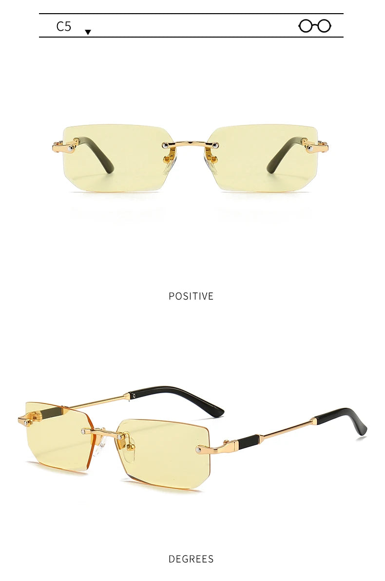 6pcs/Set Fashion Rectangle Rimless Women Sunglasses Trendy Small Square Sun Glasses For Female Outdoor Accessory Shades Eyewear