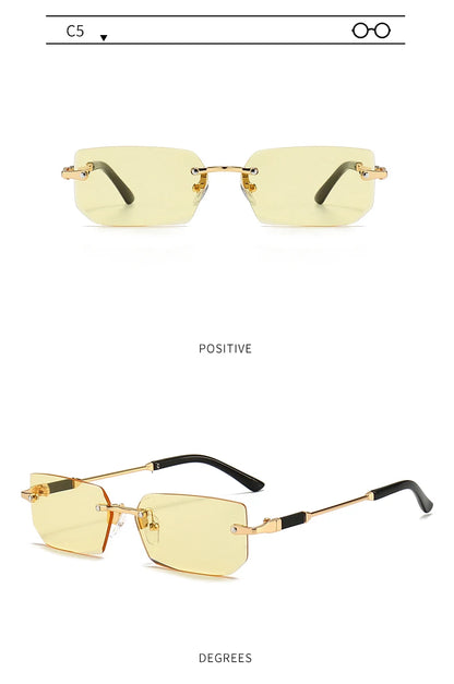 6pcs/Set Fashion Rectangle Rimless Women Sunglasses Trendy Small Square Sun Glasses For Female Outdoor Accessory Shades Eyewear