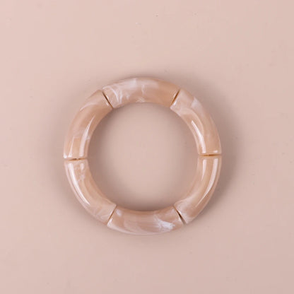 Trendy Resin Geometric Beaded Bracelets on Hand Acrylic Bamboo Tube Bangles Bracelets For Women Fashion Jewelry Valentines Gift