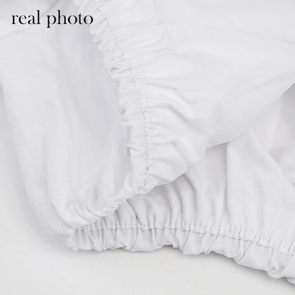 Simenual Button Ruched White Puff Sleeve Blouse Shirts Women Long Sleeved Fashion Fall 2021 Clothing Crop Blouses Solid Baddie