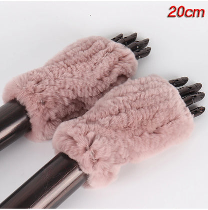 New Style Fashion 100% Genuine Rex Rabbit Fur Lady Gloves Women Winter Keep Warm Real Fur Glove Elastic Knit Outdoor Fur Mittens
