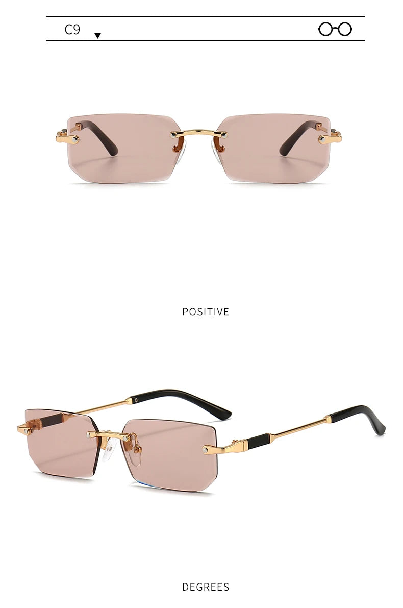 6pcs/Set Fashion Rectangle Rimless Women Sunglasses Trendy Small Square Sun Glasses For Female Outdoor Accessory Shades Eyewear