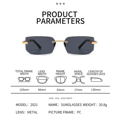 6pcs/Set Fashion Rectangle Rimless Women Sunglasses Trendy Small Square Sun Glasses For Female Outdoor Accessory Shades Eyewear