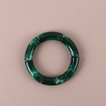 Trendy Resin Geometric Beaded Bracelets on Hand Acrylic Bamboo Tube Bangles Bracelets For Women Fashion Jewelry Valentines Gift