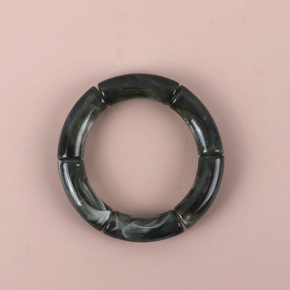 Trendy Resin Geometric Beaded Bracelets on Hand Acrylic Bamboo Tube Bangles Bracelets For Women Fashion Jewelry Valentines Gift