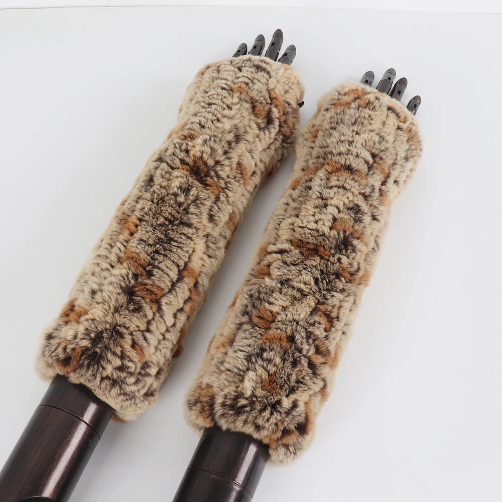 New Style Fashion 100% Genuine Rex Rabbit Fur Lady Gloves Women Winter Keep Warm Real Fur Glove Elastic Knit Outdoor Fur Mittens