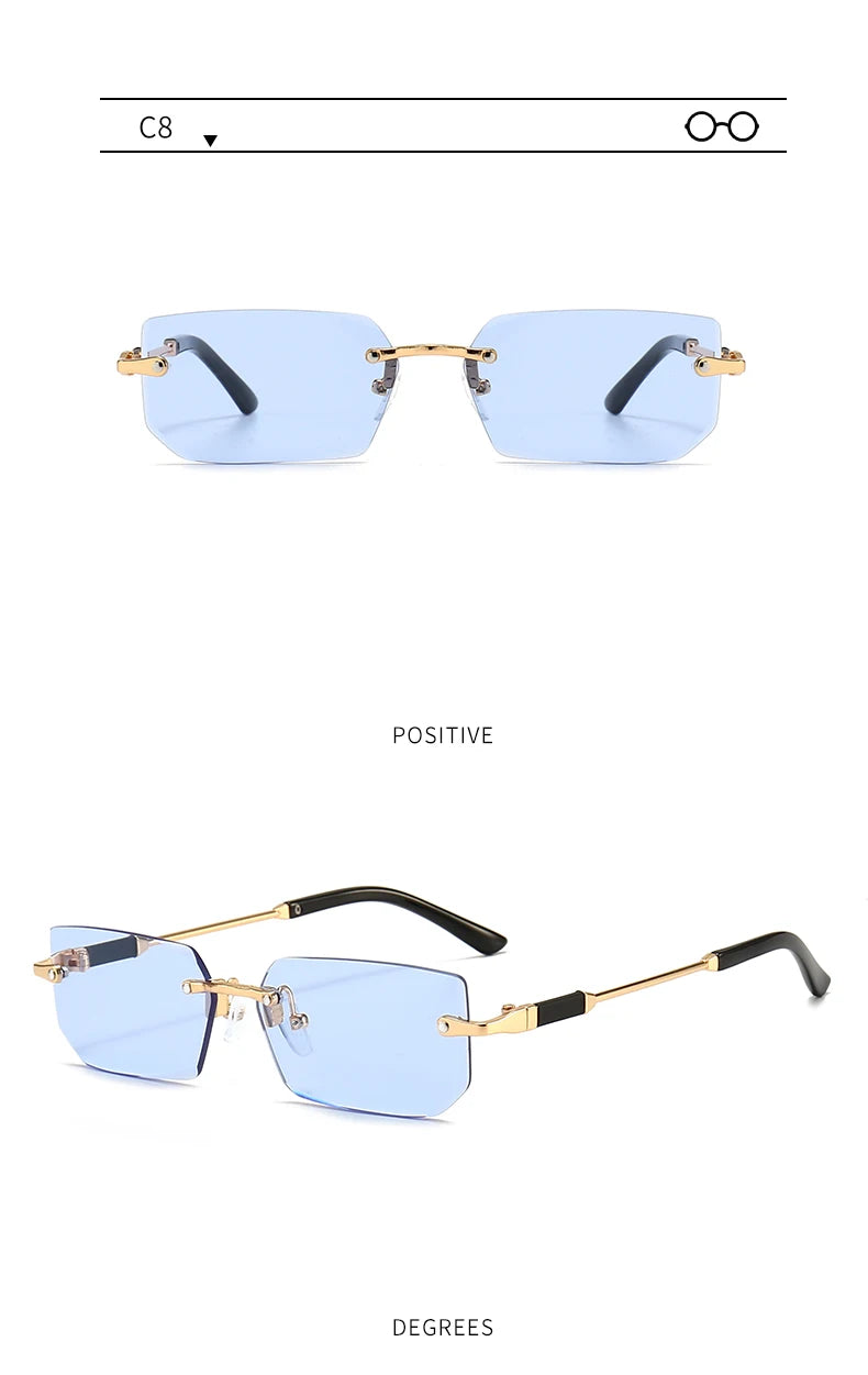 6pcs/Set Fashion Rectangle Rimless Women Sunglasses Trendy Small Square Sun Glasses For Female Outdoor Accessory Shades Eyewear