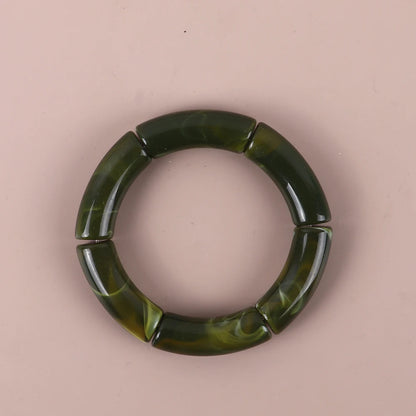 Trendy Resin Geometric Beaded Bracelets on Hand Acrylic Bamboo Tube Bangles Bracelets For Women Fashion Jewelry Valentines Gift