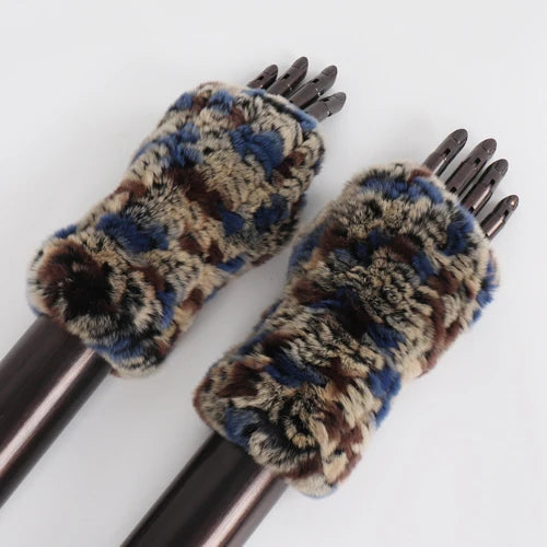 New Arrival Female Natural Rabbit Fur Gloves Knitted Warm Real Rex Rabbit Fur Mittens Women Winter Outdoor Rex Rabbit Fur Gloves
