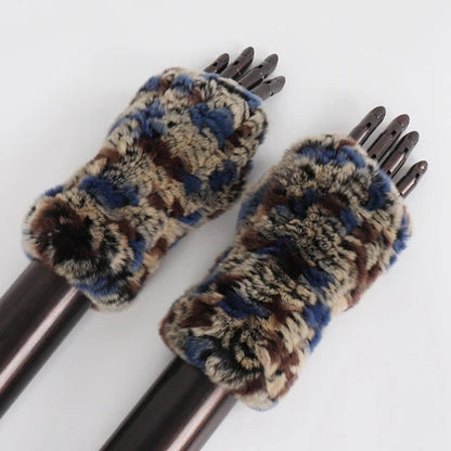 New Arrival Female Natural Rabbit Fur Gloves Knitted Warm Real Rex Rabbit Fur Mittens Women Winter Outdoor Rex Rabbit Fur Gloves