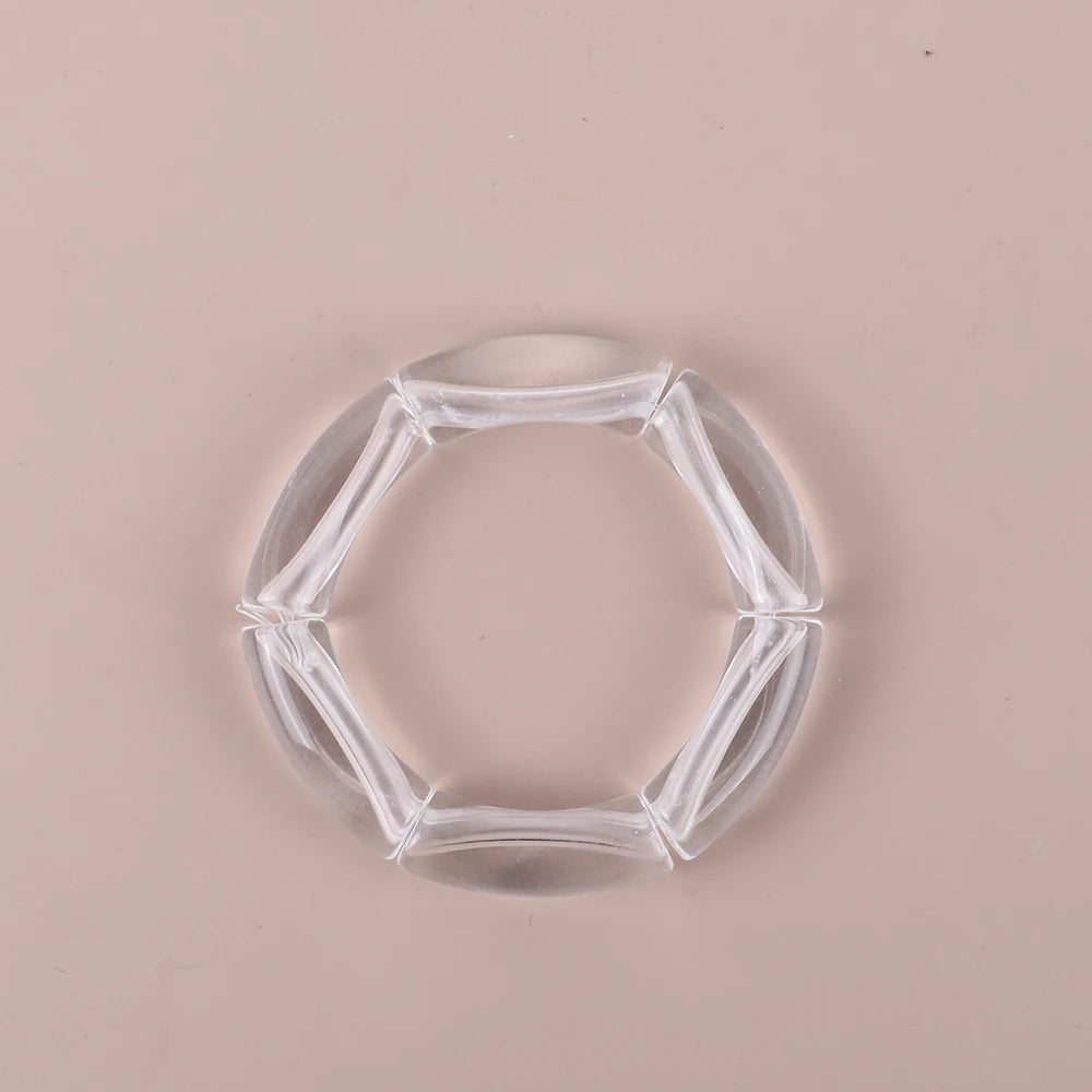 Trendy Resin Geometric Beaded Bracelets on Hand Acrylic Bamboo Tube Bangles Bracelets For Women Fashion Jewelry Valentines Gift