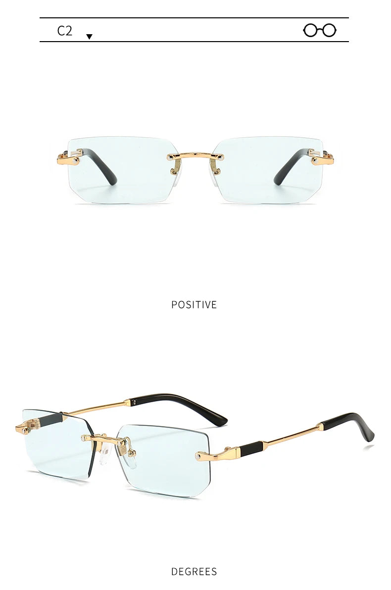 6pcs/Set Fashion Rectangle Rimless Women Sunglasses Trendy Small Square Sun Glasses For Female Outdoor Accessory Shades Eyewear