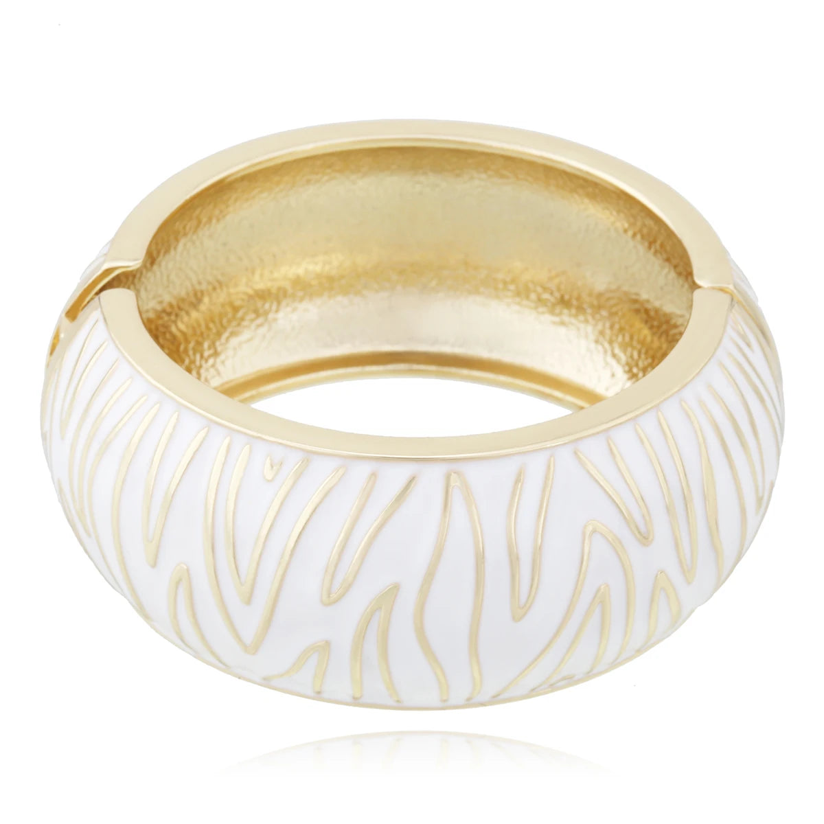 New Arrival Golden Plated Zebra-Print Shape Round Bangle Cuff Bracelet for Women Party Prom Wedding Gift Jewelry 2 Colors