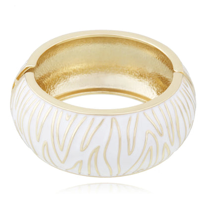 New Arrival Golden Plated Zebra-Print Shape Round Bangle Cuff Bracelet for Women Party Prom Wedding Gift Jewelry 2 Colors