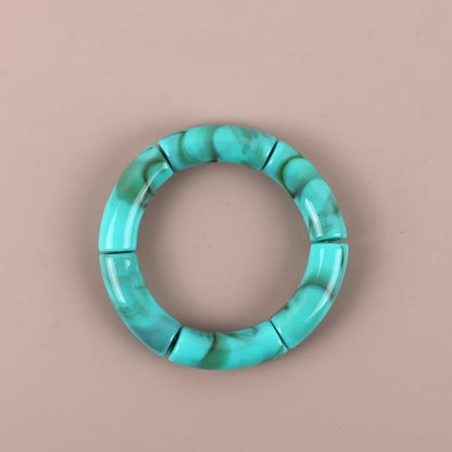 Trendy Resin Geometric Beaded Bracelets on Hand Acrylic Bamboo Tube Bangles Bracelets For Women Fashion Jewelry Valentines Gift
