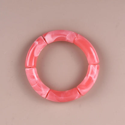 Trendy Resin Geometric Beaded Bracelets on Hand Acrylic Bamboo Tube Bangles Bracelets For Women Fashion Jewelry Valentines Gift