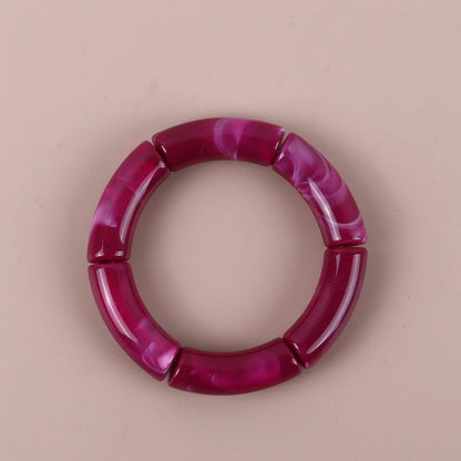 Trendy Resin Geometric Beaded Bracelets on Hand Acrylic Bamboo Tube Bangles Bracelets For Women Fashion Jewelry Valentines Gift