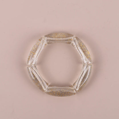 Trendy Resin Geometric Beaded Bracelets on Hand Acrylic Bamboo Tube Bangles Bracelets For Women Fashion Jewelry Valentines Gift