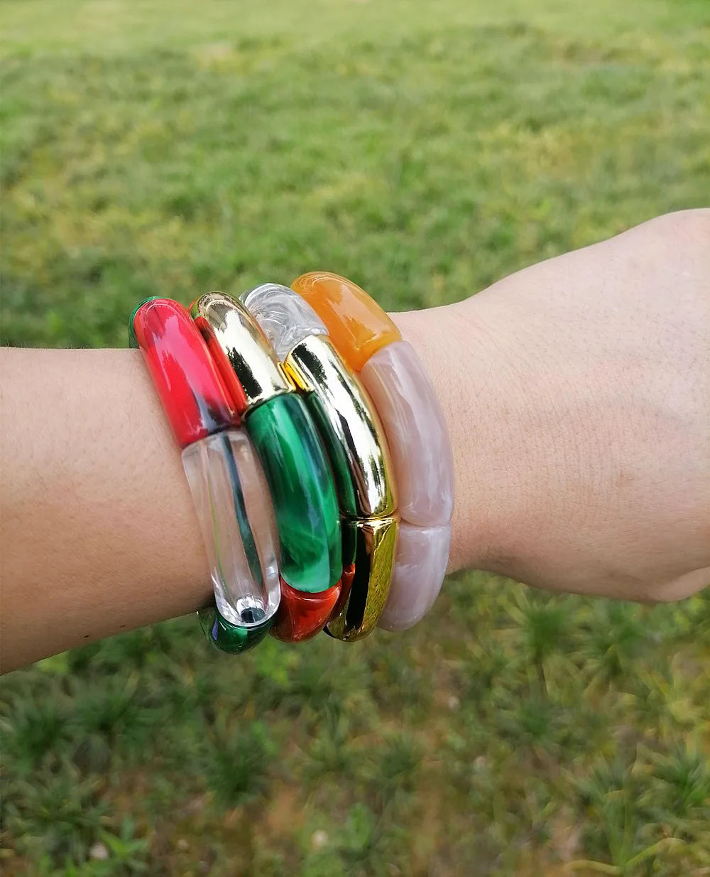 FishSheep Vintage Leopard Print Acrylic Stackable Bracelets Bangles for Women Resin Stretchy Bracelet 2023 Fashion Jewelry Gift