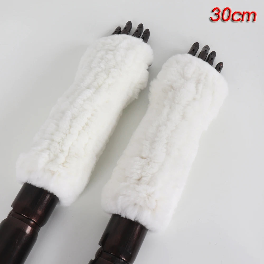 New Style Fashion 100% Genuine Rex Rabbit Fur Lady Gloves Women Winter Keep Warm Real Fur Glove Elastic Knit Outdoor Fur Mittens