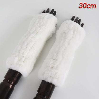 New Style Fashion 100% Genuine Rex Rabbit Fur Lady Gloves Women Winter Keep Warm Real Fur Glove Elastic Knit Outdoor Fur Mittens