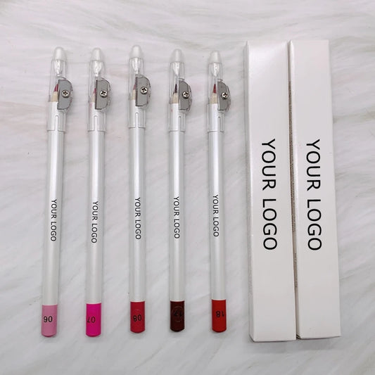20pcs  Private Label Lip Liner Wholesale Bulk Makeup Lipliner With Sharpener Waterproof Custom Black Brown Vegan Lip Pencil