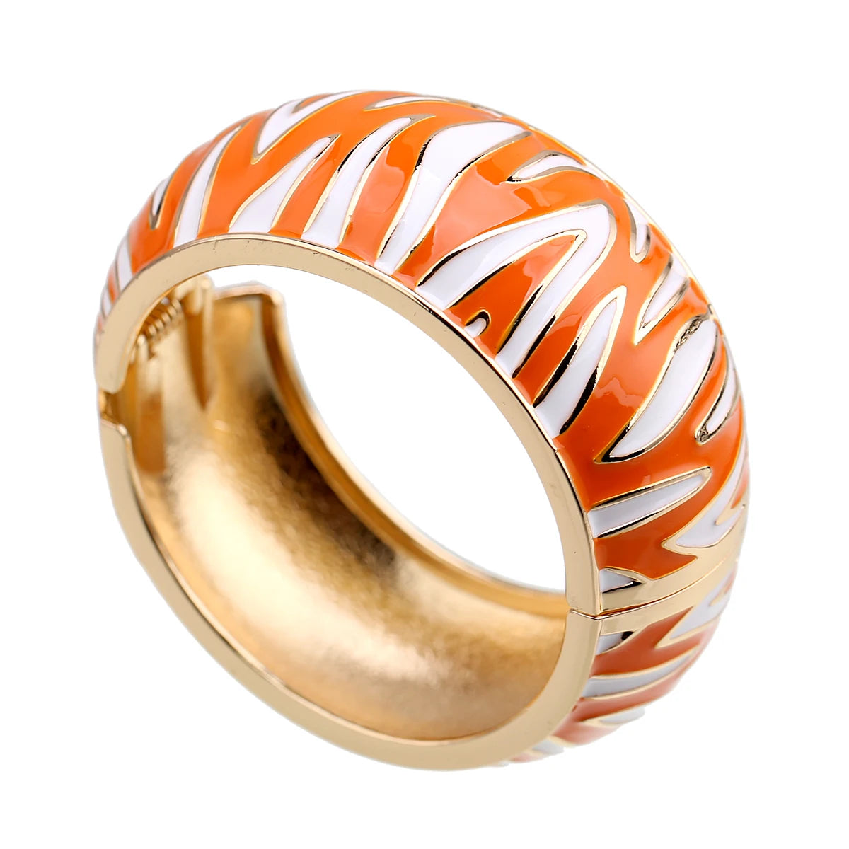 New Arrival Golden Plated Zebra-Print Shape Round Bangle Cuff Bracelet for Women Party Prom Wedding Gift Jewelry 2 Colors