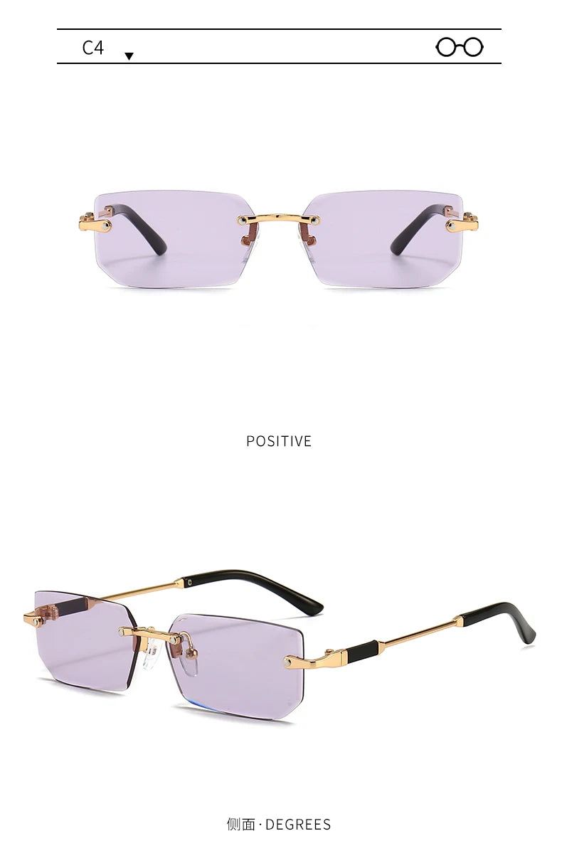 6pcs/Set Fashion Rectangle Rimless Women Sunglasses Trendy Small Square Sun Glasses For Female Outdoor Accessory Shades Eyewear