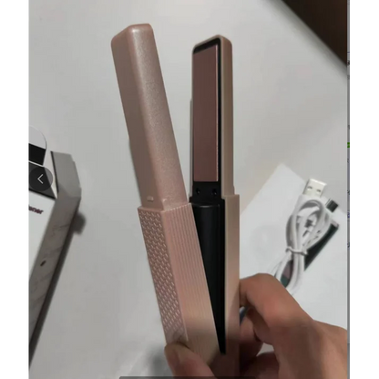 FCJ Mini Cordless USB Hair Straightener & Curler Portable 3 Constant Temperature Flat Iron Multi-Purpose Styling Tool