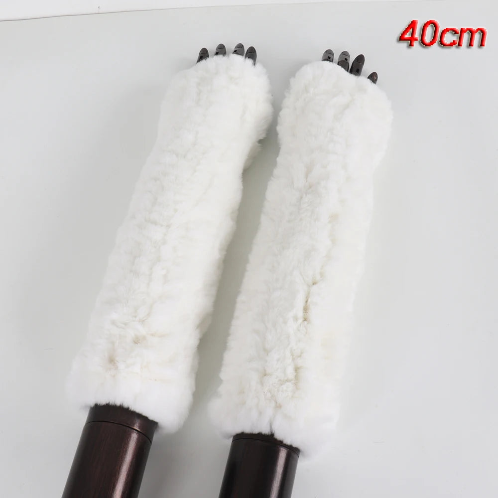 New Style Fashion 100% Genuine Rex Rabbit Fur Lady Gloves Women Winter Keep Warm Real Fur Glove Elastic Knit Outdoor Fur Mittens