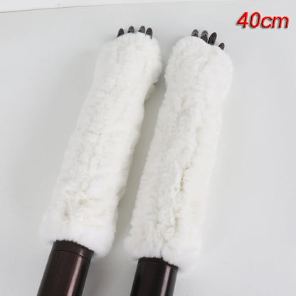 New Style Fashion 100% Genuine Rex Rabbit Fur Lady Gloves Women Winter Keep Warm Real Fur Glove Elastic Knit Outdoor Fur Mittens