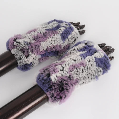 New Style Fashion 100% Genuine Rex Rabbit Fur Lady Gloves Women Winter Keep Warm Real Fur Glove Elastic Knit Outdoor Fur Mittens