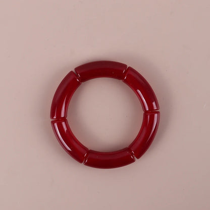 Trendy Resin Geometric Beaded Bracelets on Hand Acrylic Bamboo Tube Bangles Bracelets For Women Fashion Jewelry Valentines Gift