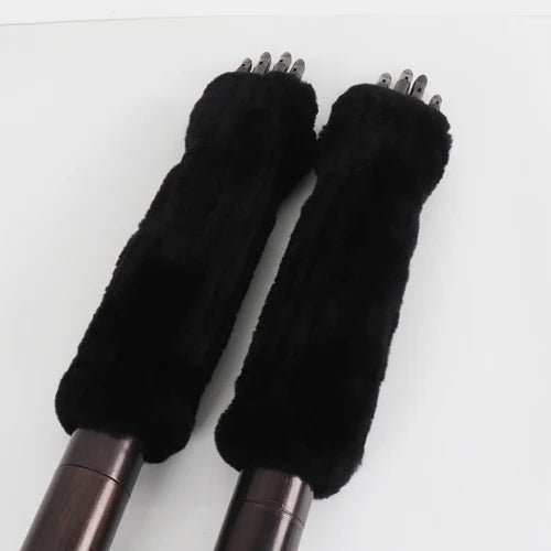 New Style Fashion 100% Genuine Rex Rabbit Fur Lady Gloves Women Winter Keep Warm Real Fur Glove Elastic Knit Outdoor Fur Mittens