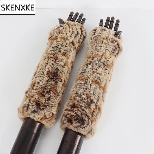 New Style Fashion 100% Genuine Rex Rabbit Fur Lady Gloves Women Winter Keep Warm Real Fur Glove Elastic Knit Outdoor Fur Mittens