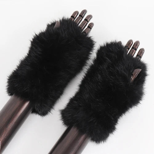 New Arrival Female Natural Rabbit Fur Gloves Knitted Warm Real Rex Rabbit Fur Mittens Women Winter Outdoor Rex Rabbit Fur Gloves