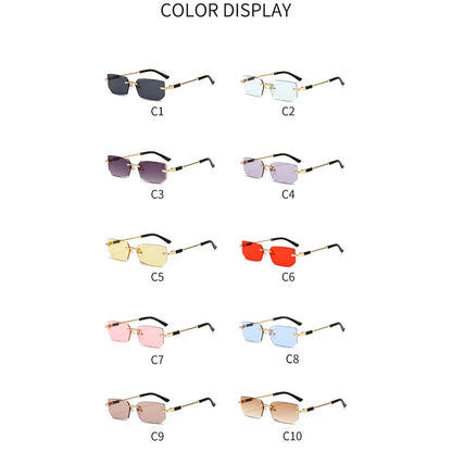 6pcs/Set Fashion Rectangle Rimless Women Sunglasses Trendy Small Square Sun Glasses For Female Outdoor Accessory Shades Eyewear