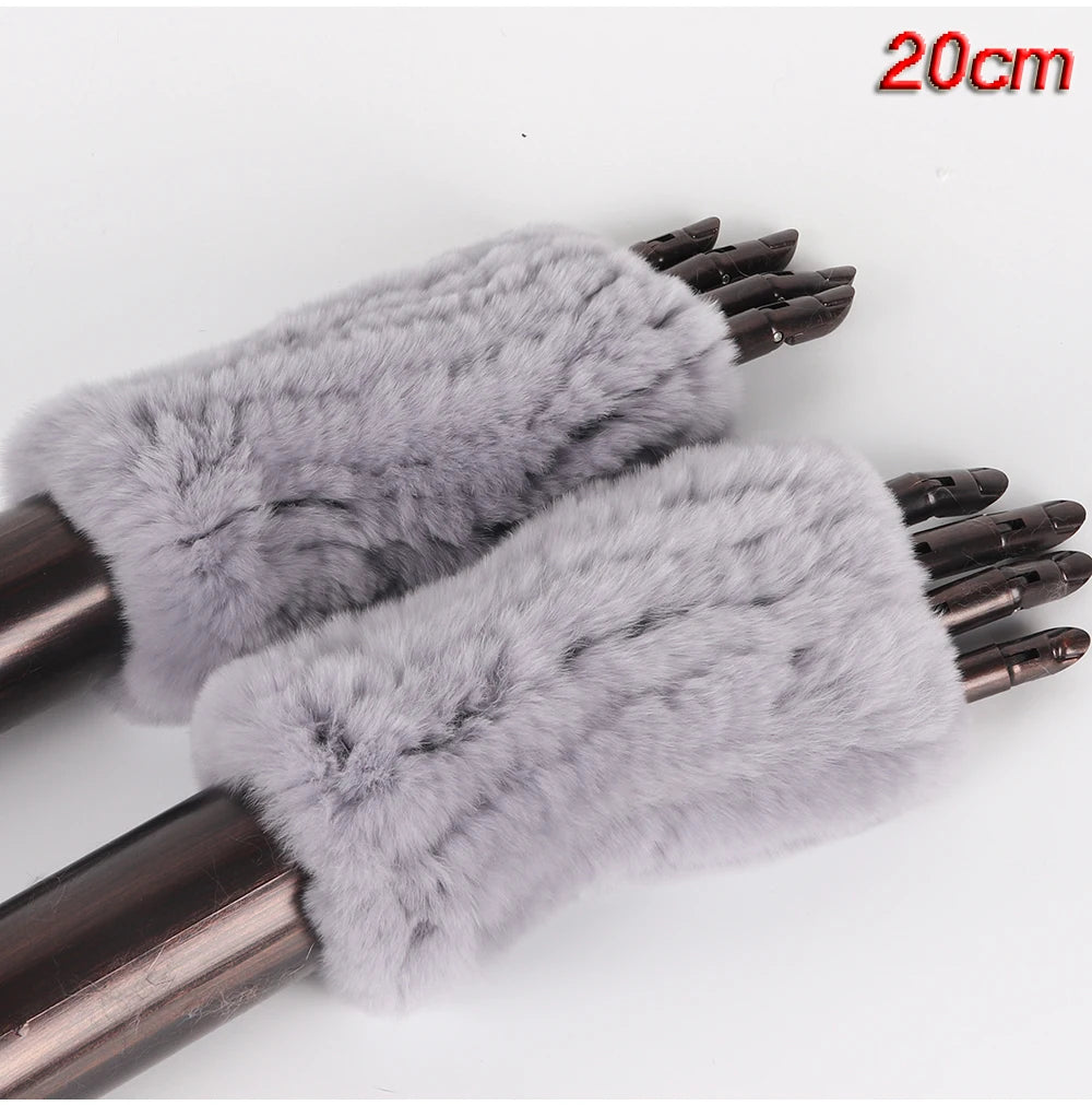 New Style Fashion 100% Genuine Rex Rabbit Fur Lady Gloves Women Winter Keep Warm Real Fur Glove Elastic Knit Outdoor Fur Mittens