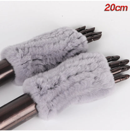 New Style Fashion 100% Genuine Rex Rabbit Fur Lady Gloves Women Winter Keep Warm Real Fur Glove Elastic Knit Outdoor Fur Mittens