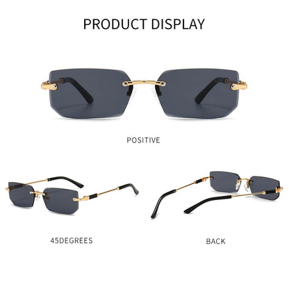 6pcs/Set Fashion Rectangle Rimless Women Sunglasses Trendy Small Square Sun Glasses For Female Outdoor Accessory Shades Eyewear
