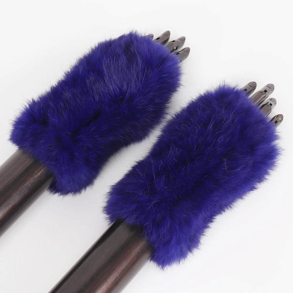 New Arrival Female Natural Rabbit Fur Gloves Knitted Warm Real Rex Rabbit Fur Mittens Women Winter Outdoor Rex Rabbit Fur Gloves