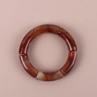 Trendy Resin Geometric Beaded Bracelets on Hand Acrylic Bamboo Tube Bangles Bracelets For Women Fashion Jewelry Valentines Gift