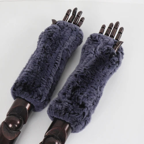 New Style Fashion 100% Genuine Rex Rabbit Fur Lady Gloves Women Winter Keep Warm Real Fur Glove Elastic Knit Outdoor Fur Mittens