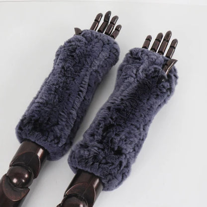 New Style Fashion 100% Genuine Rex Rabbit Fur Lady Gloves Women Winter Keep Warm Real Fur Glove Elastic Knit Outdoor Fur Mittens