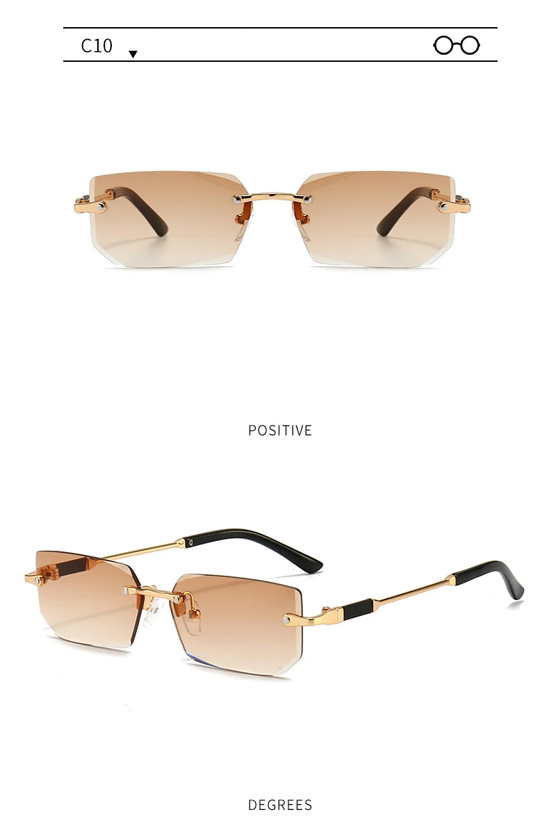 6pcs/Set Fashion Rectangle Rimless Women Sunglasses Trendy Small Square Sun Glasses For Female Outdoor Accessory Shades Eyewear