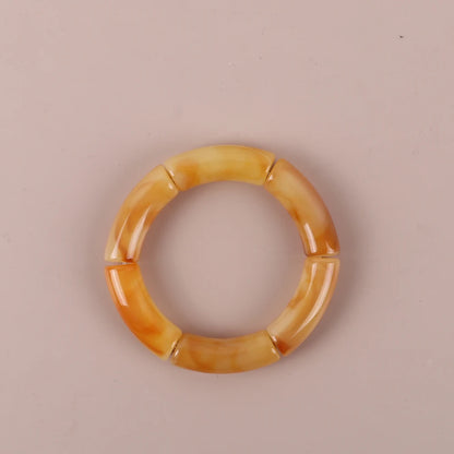 Trendy Resin Geometric Beaded Bracelets on Hand Acrylic Bamboo Tube Bangles Bracelets For Women Fashion Jewelry Valentines Gift