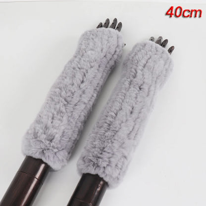 New Style Fashion 100% Genuine Rex Rabbit Fur Lady Gloves Women Winter Keep Warm Real Fur Glove Elastic Knit Outdoor Fur Mittens